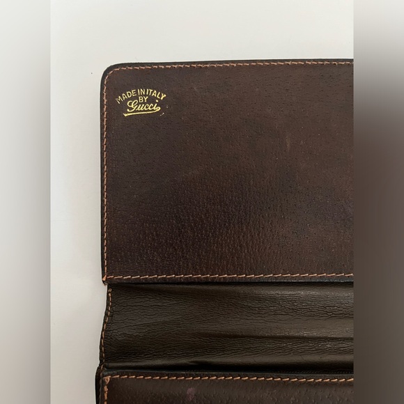 70s’ Vintage GUCCI GG Sylvie Web Sherry Line Brown Leather Clutch Bag - Picture 13 of 15